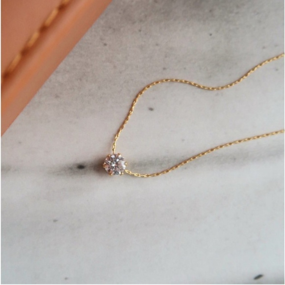 NEW 2CT Solitaire Diamond 18K Gold waterproof Necklace